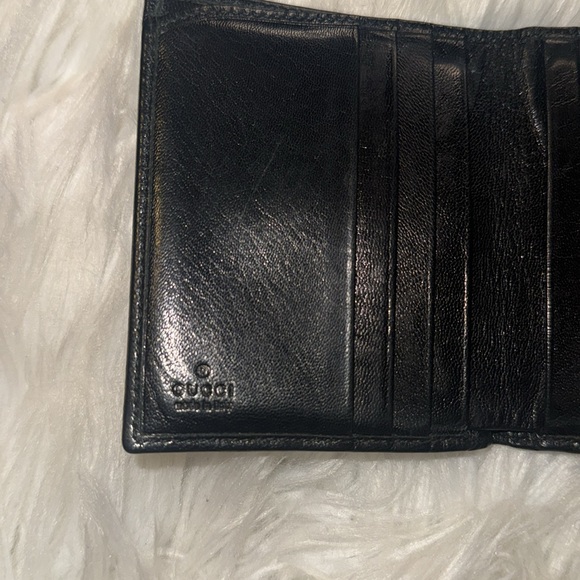 Authentic Gucci Black Leather Bifold Wallet With Silver Metal GUC - Picture 9 of 16